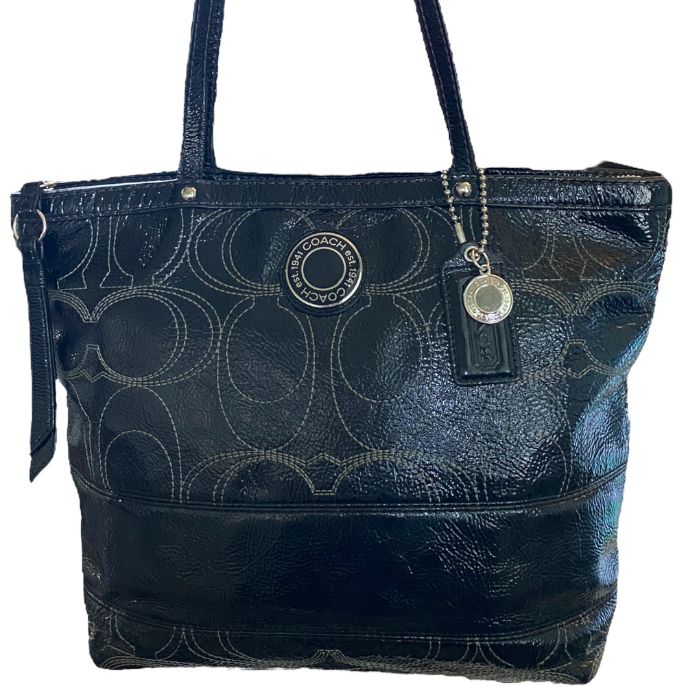 Coach Signature Stitch Patent Leather Purse